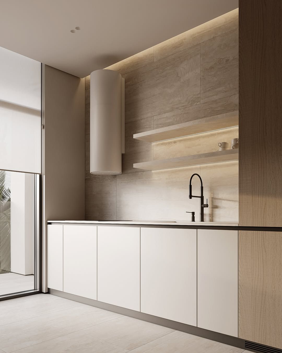 Ultra minimalist modern kitchen interior