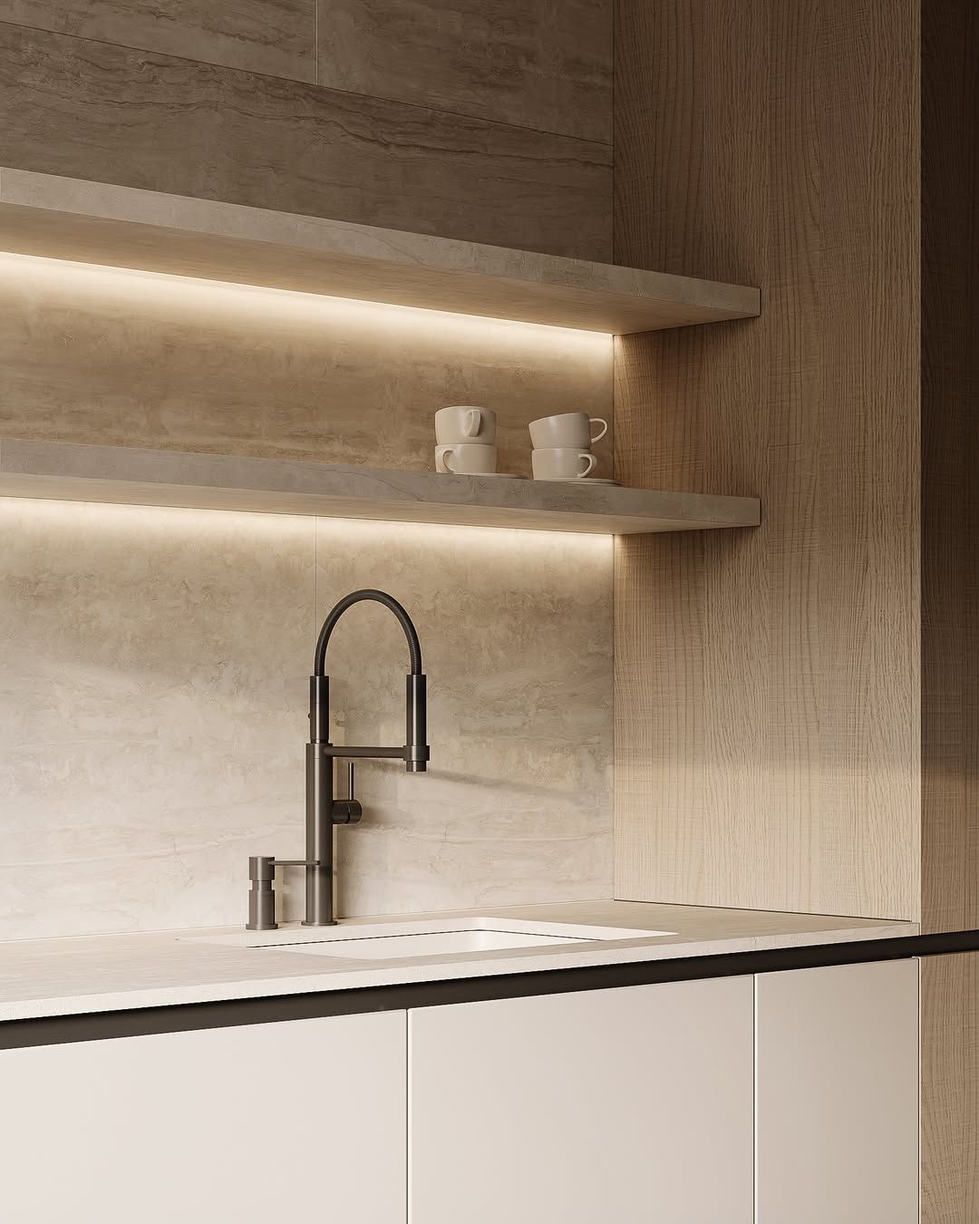 Ultra minimalist modern kitchen interior