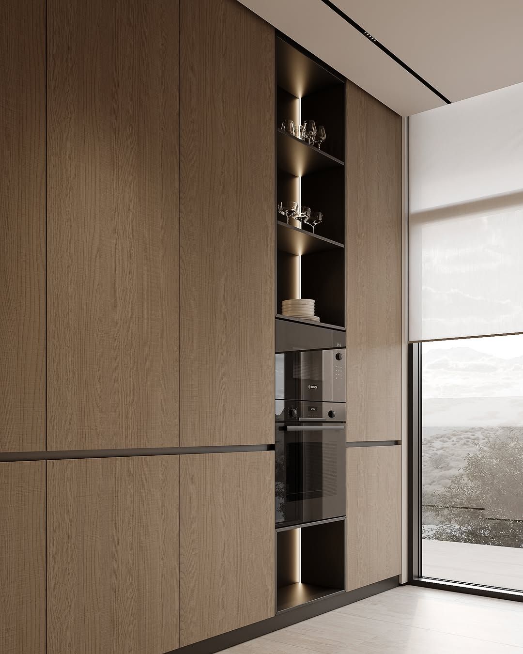 Ultra minimalist modern kitchen interior