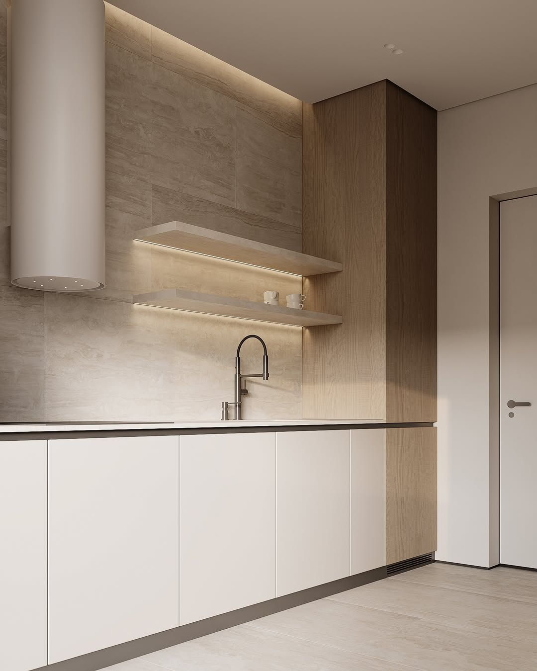 Ultra minimalist modern kitchen interior