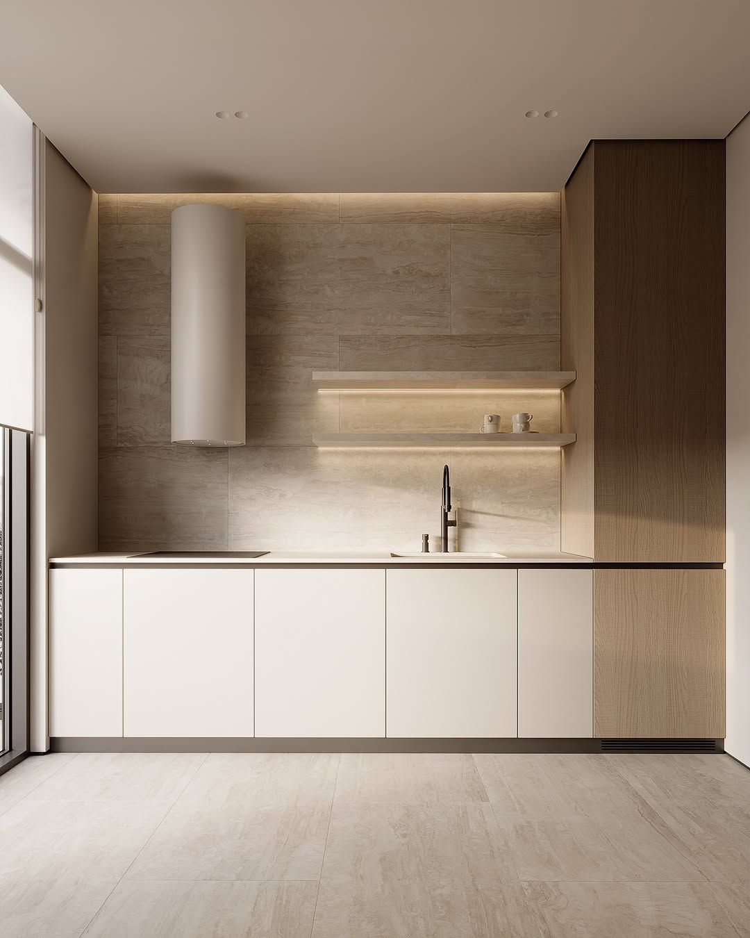 Ultra minimalist modern kitchen interior