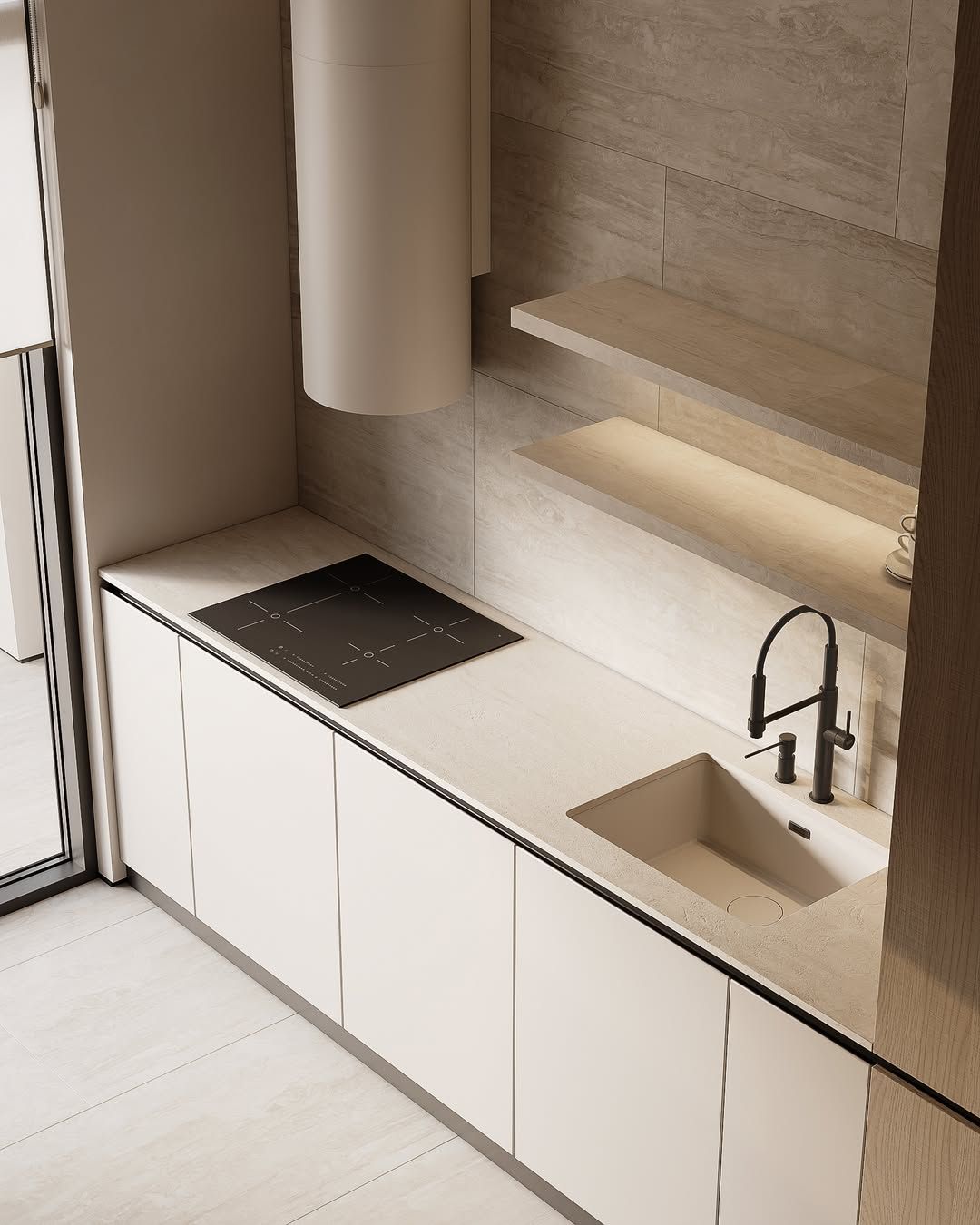 Ultra minimalist modern kitchen interior