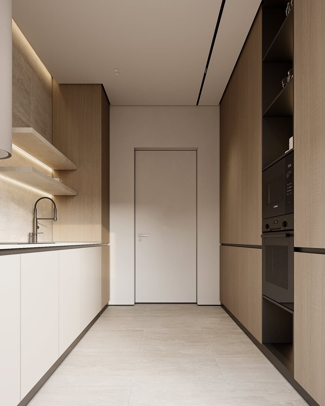 Ultra minimalist modern kitchen interior