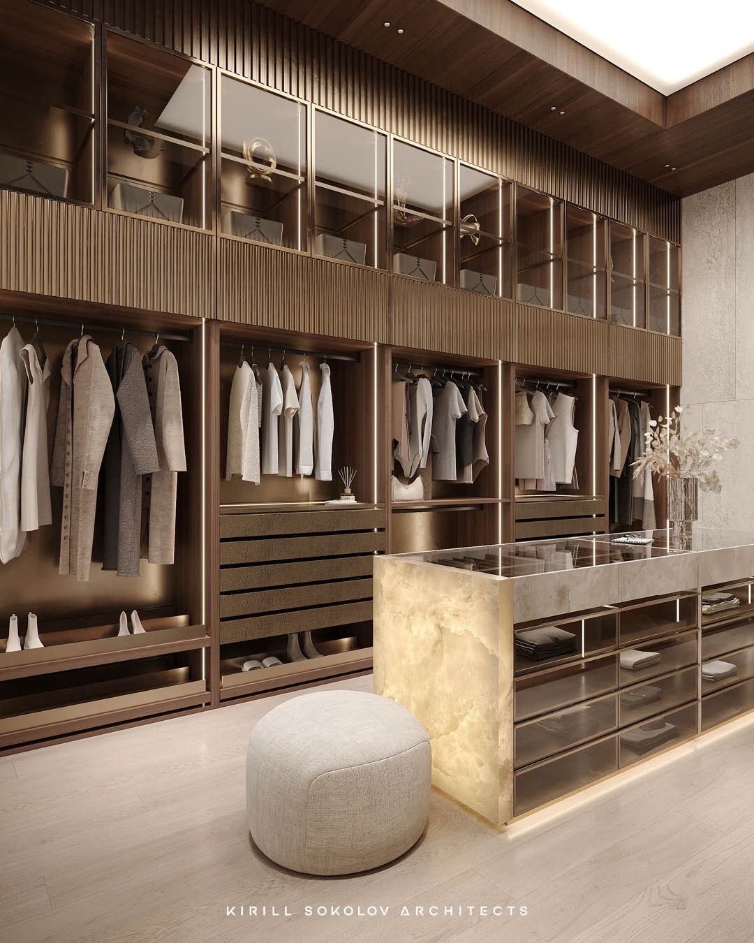 Modern and stylish walk in wardrobe