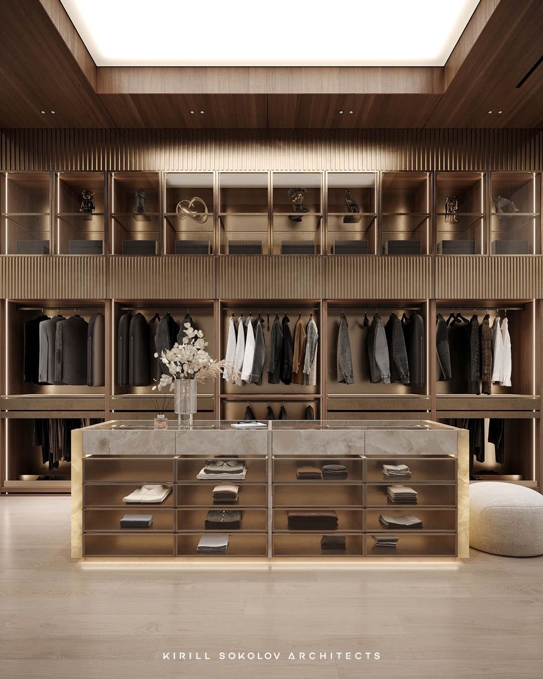 Modern and stylish walk in wardrobe
