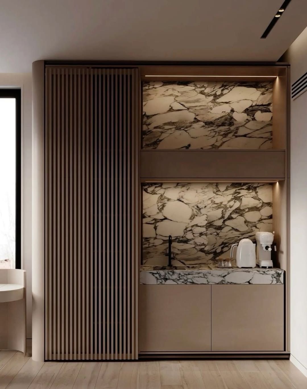 Stylish, space-saving pantry design