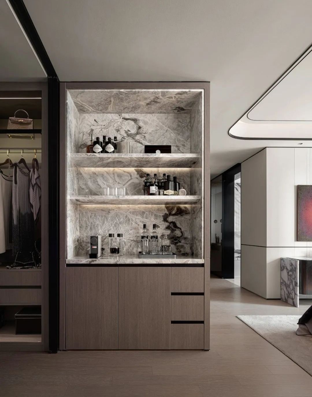 Stylish, space-saving pantry design