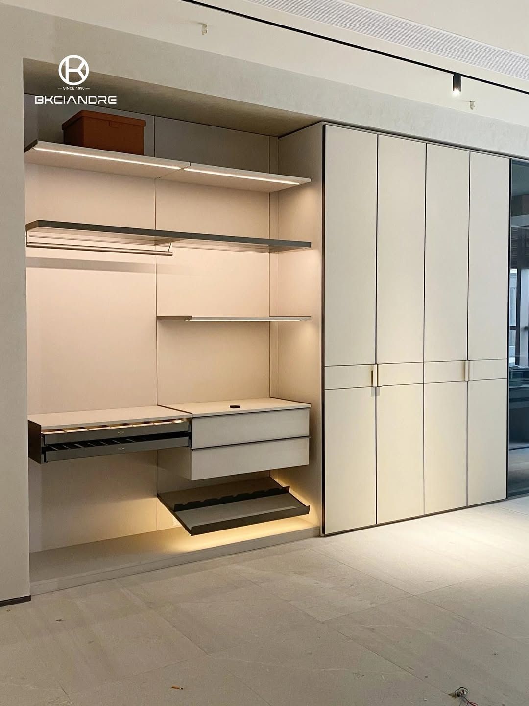 Leather walk-in wardrobe design