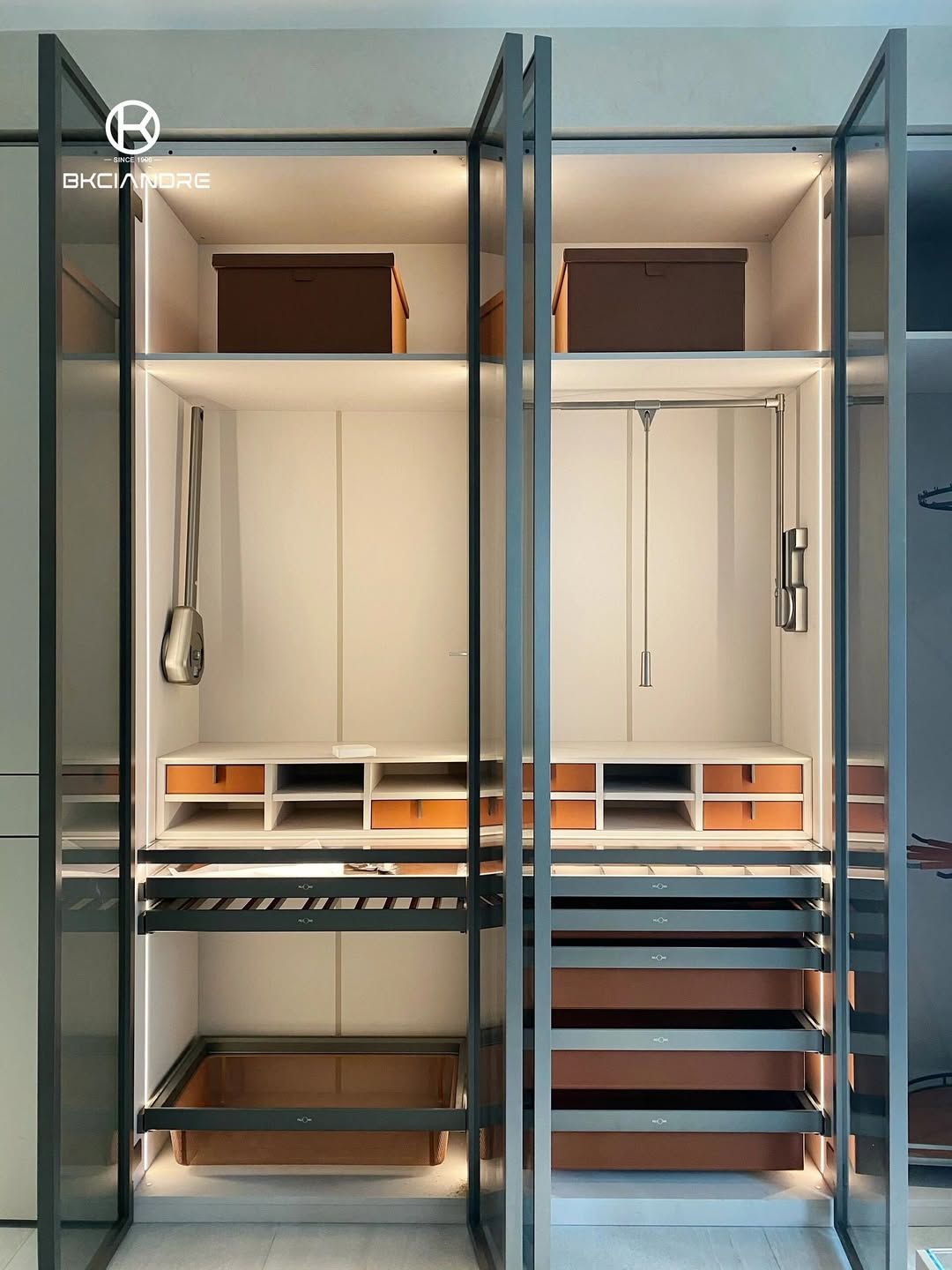 Leather walk-in wardrobe design