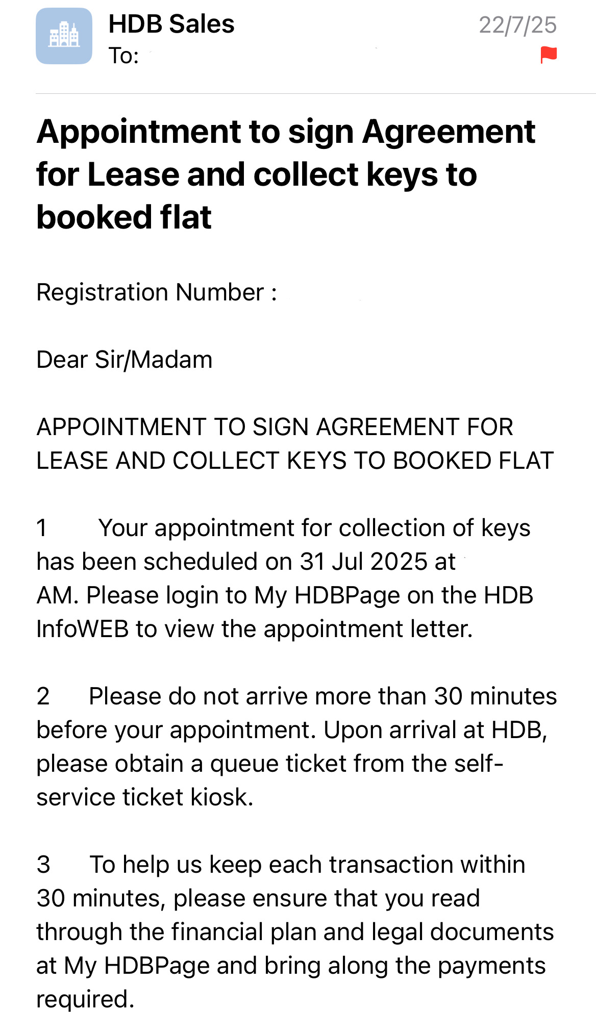 24 days to collect keys for our SBF home