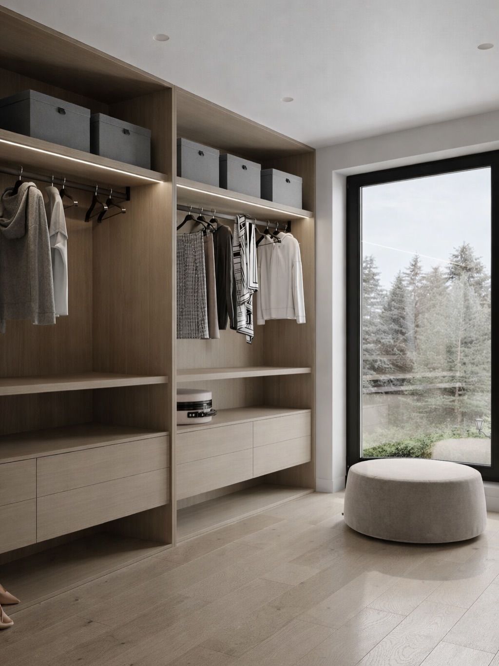 Stylish walk in wardrobe design