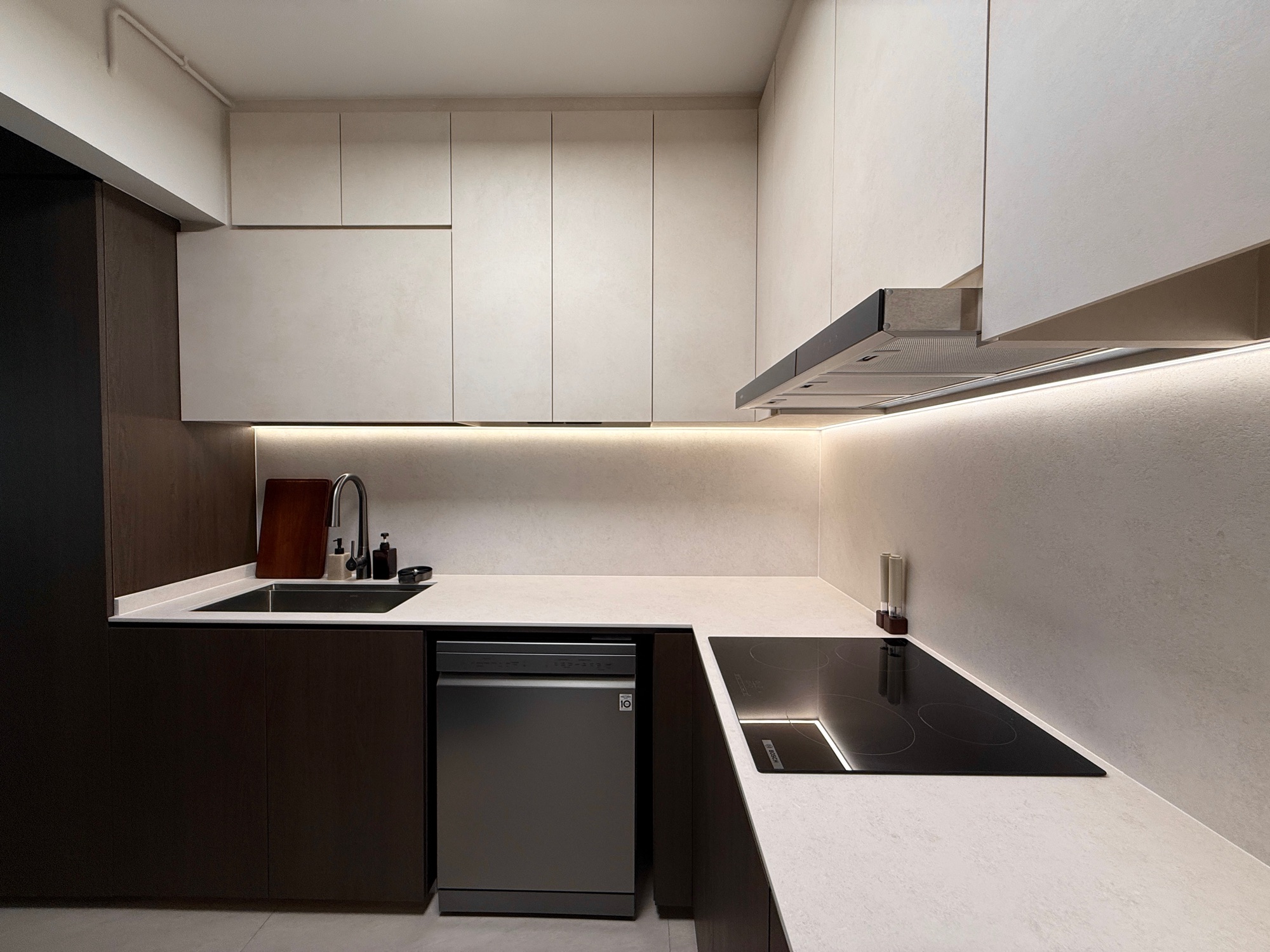 A space we designed to slow down in. Warm tones, clean lines.