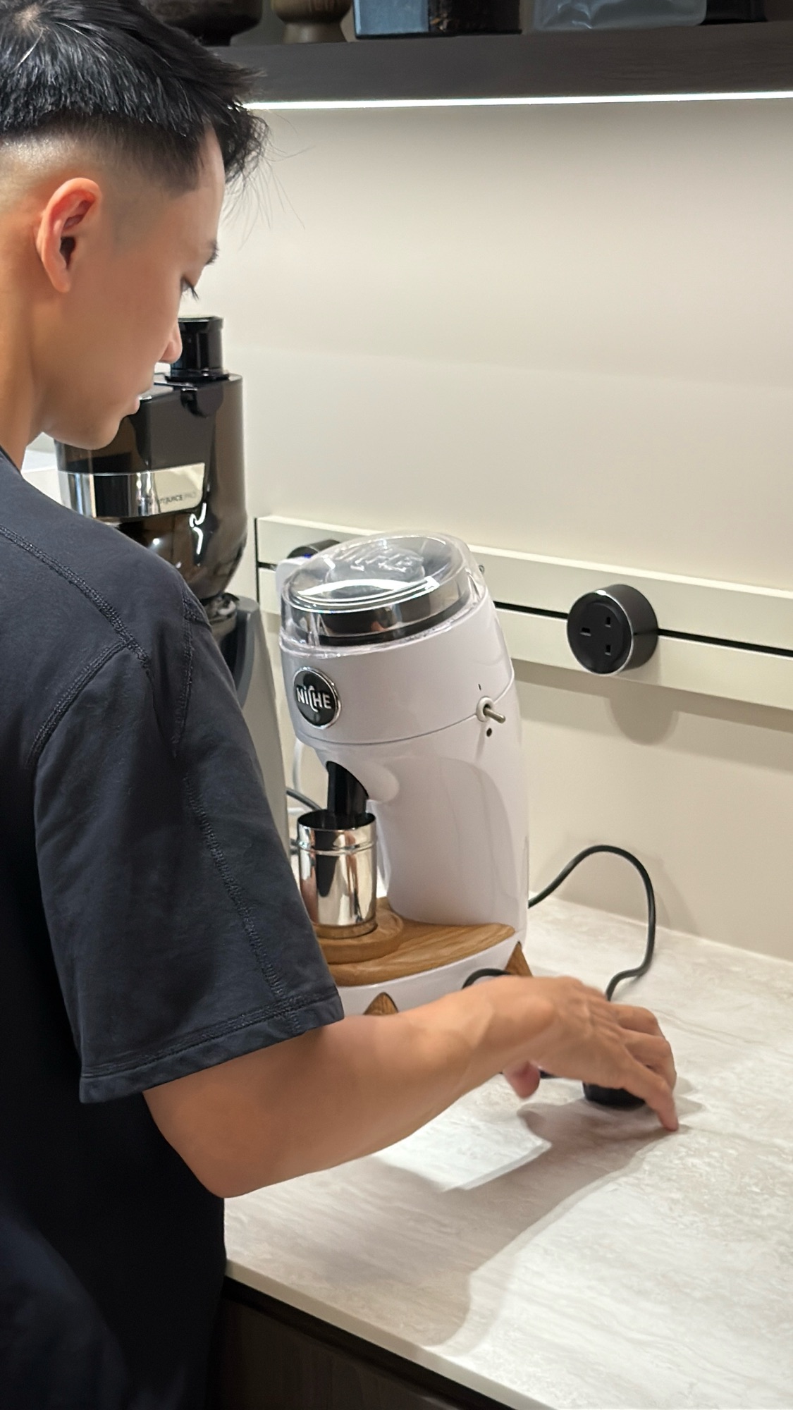 Coffee in the day, bar at night.