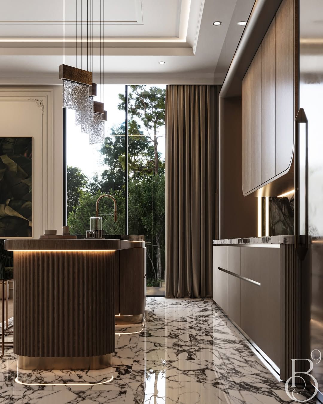 Stylish and luxe dry kitchen