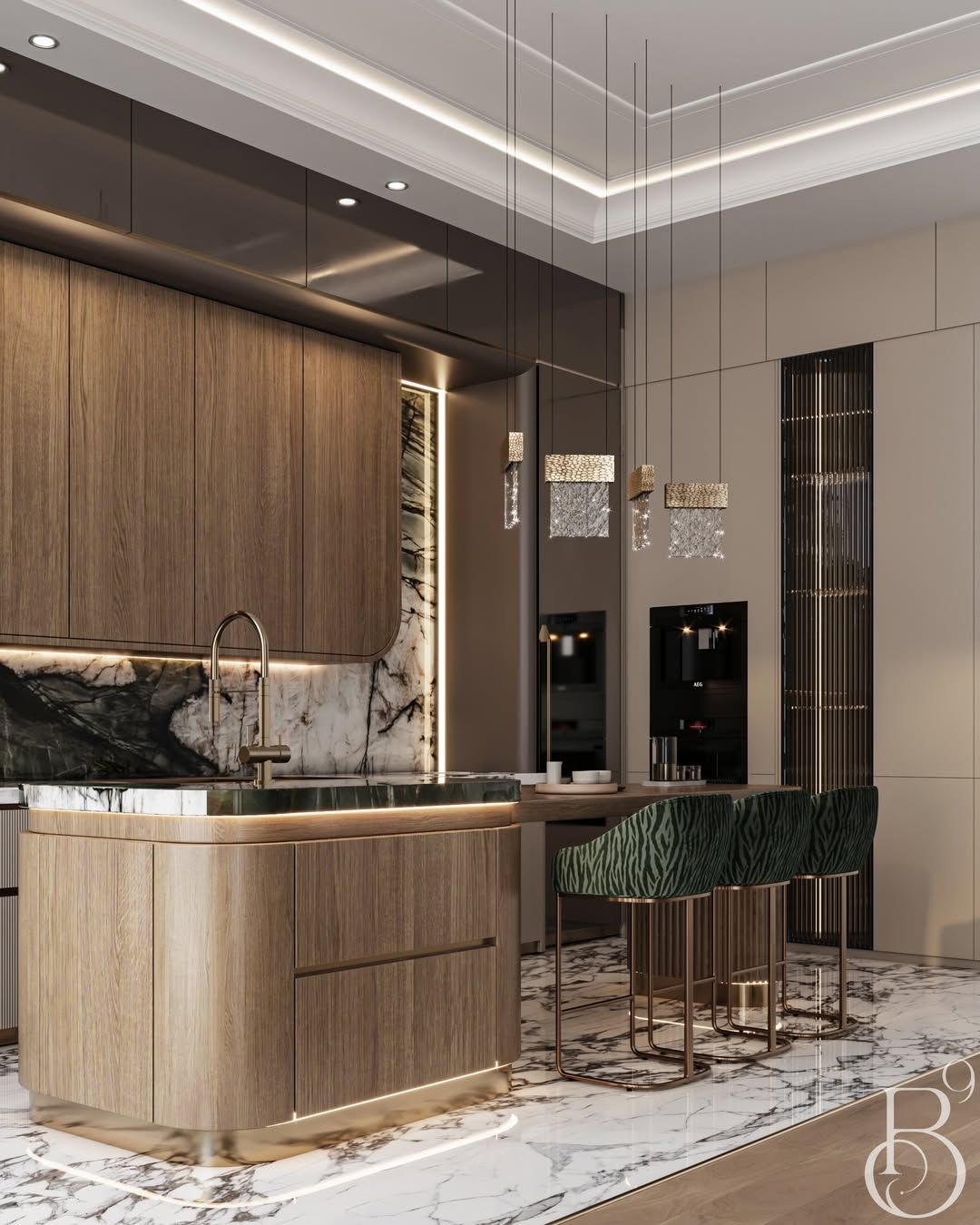 Stylish and luxe dry kitchen