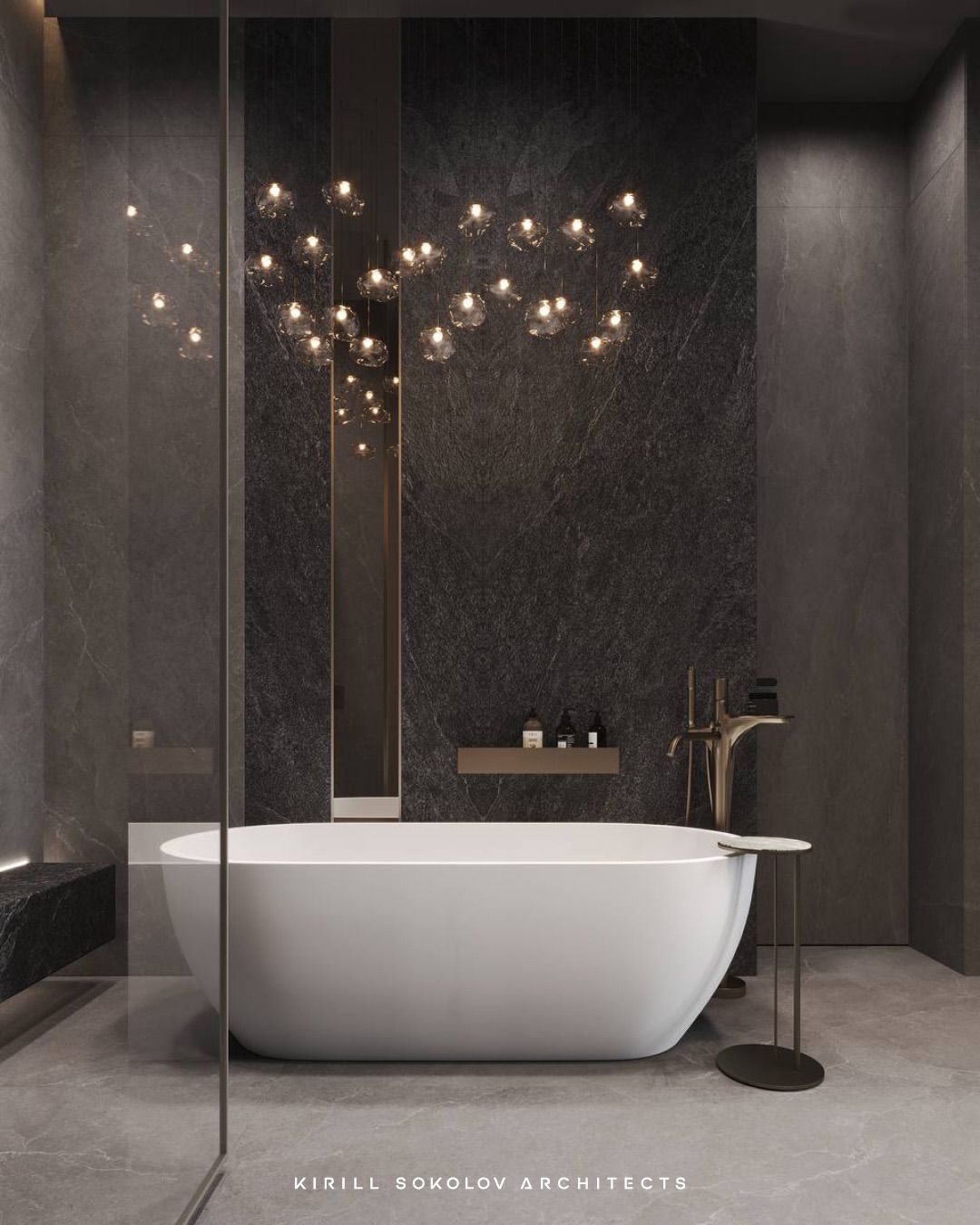 Stylish, sleek bathroom interior design