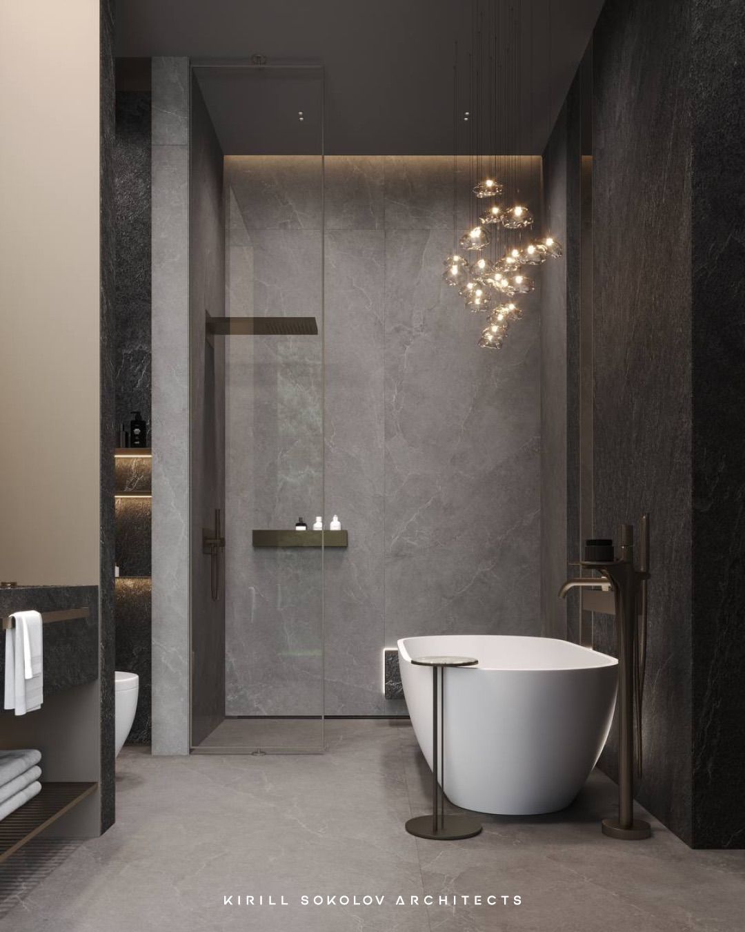 Stylish, sleek bathroom interior design