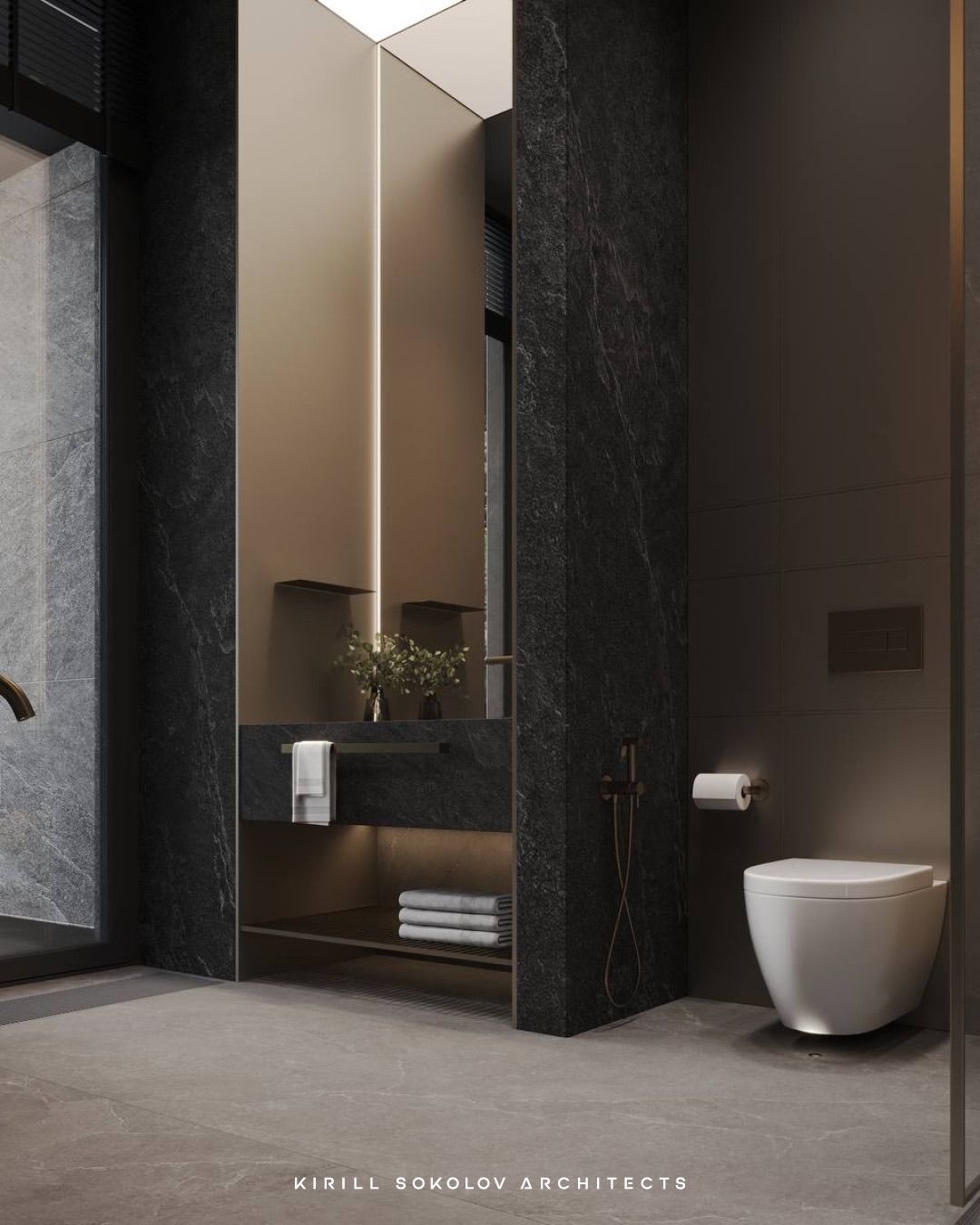 Stylish, sleek bathroom interior design