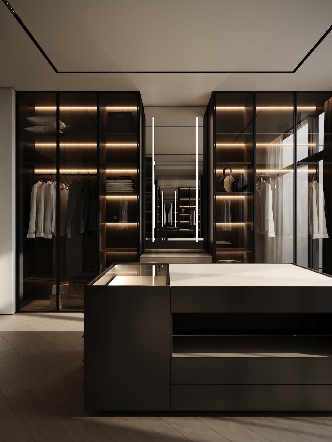 Modern luxury walk in wardrobe & bathroom design