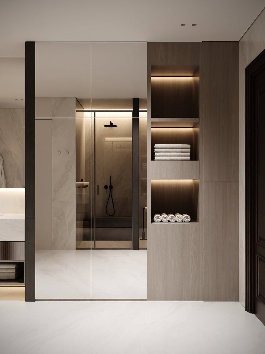 Modern luxury walk in wardrobe & bathroom design