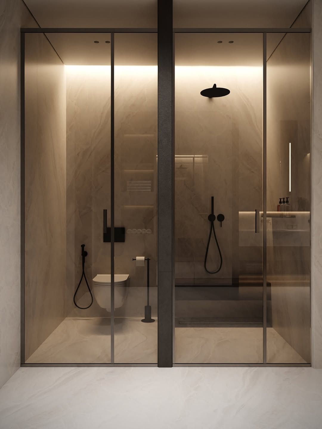 Modern luxury walk in wardrobe & bathroom design