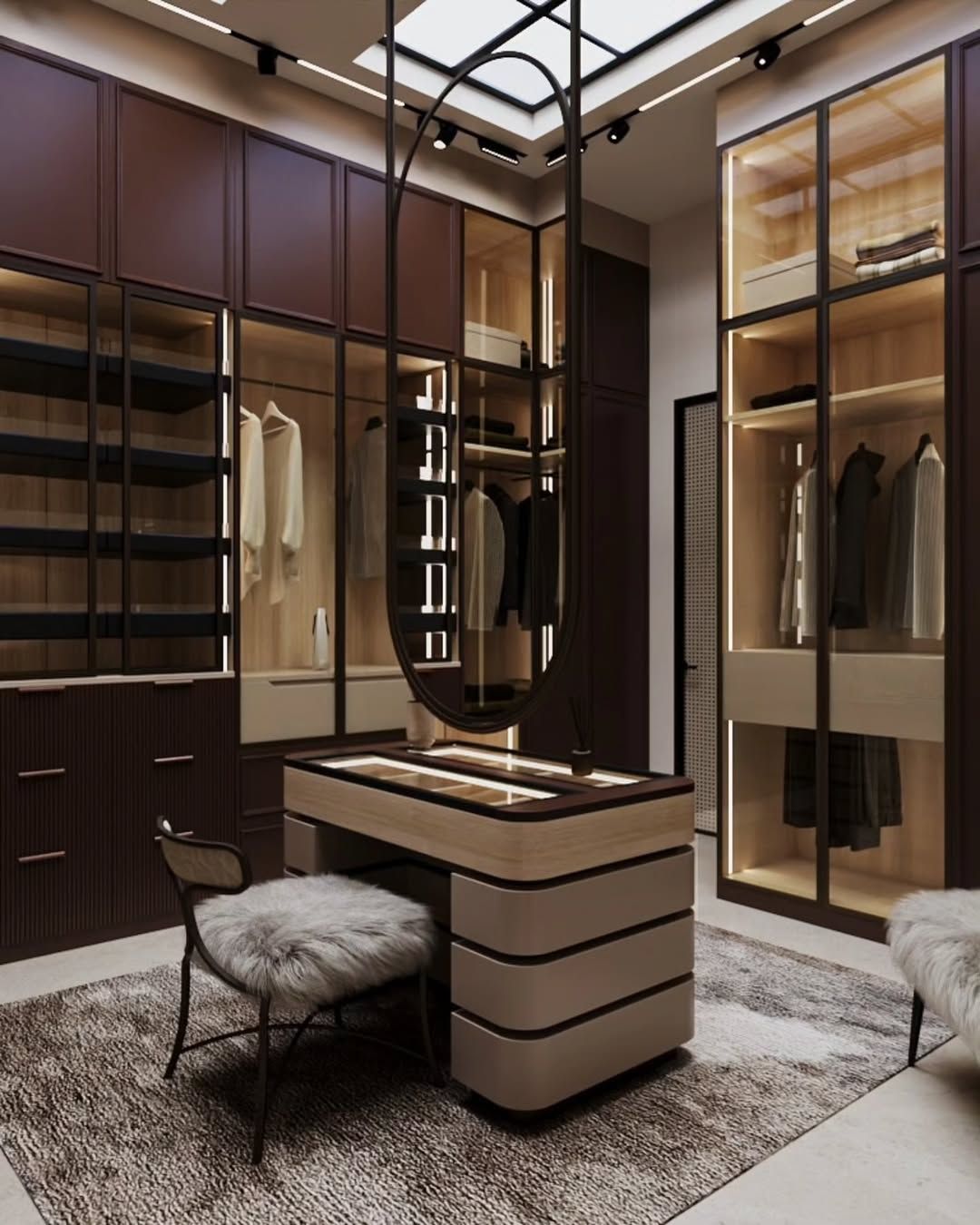 Stylish walk in wardrobe