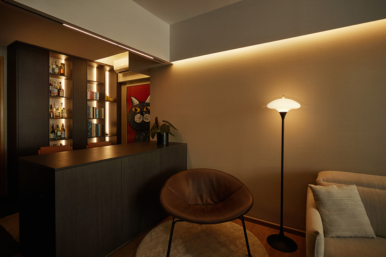 A warm contemporary home with a moody edge.