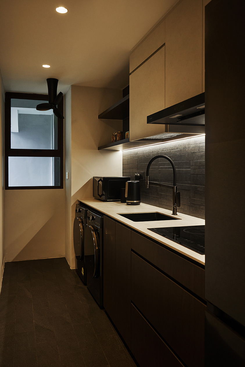 A warm contemporary home with a moody edge.