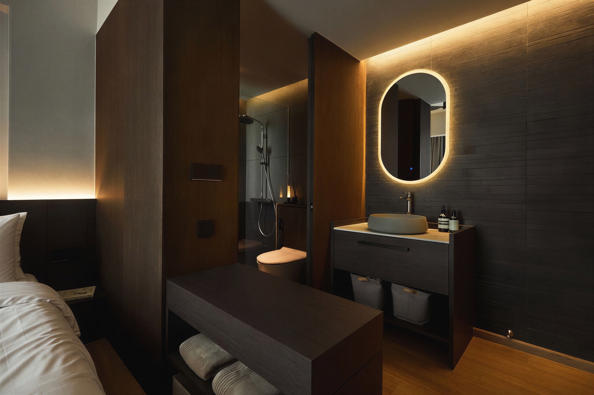 A warm contemporary home with a moody edge.