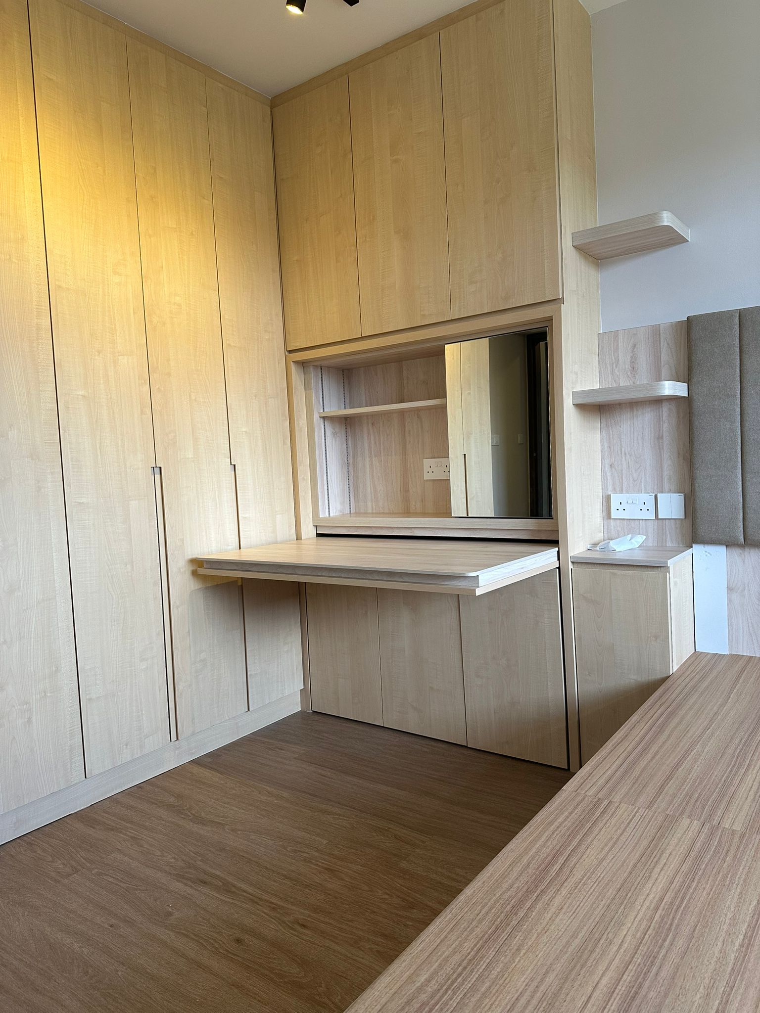 Minimalist-Built-In-Wardrobe-+-Hidden-Vanity-Concept