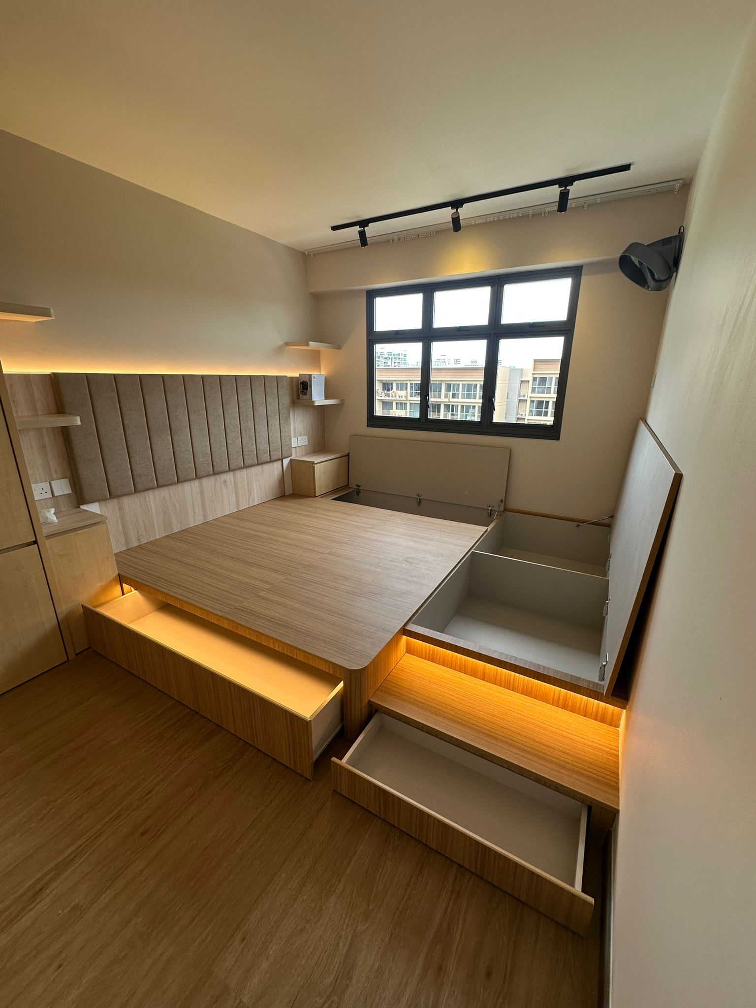 Minimalist Bed Platform with Hidden Storage