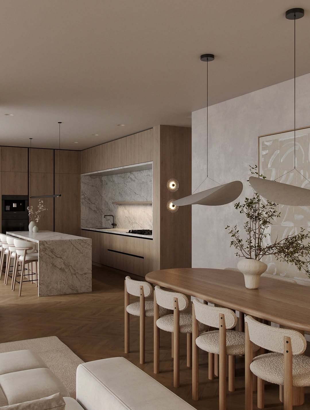 Cozy and luxe kitchen & dining room concept