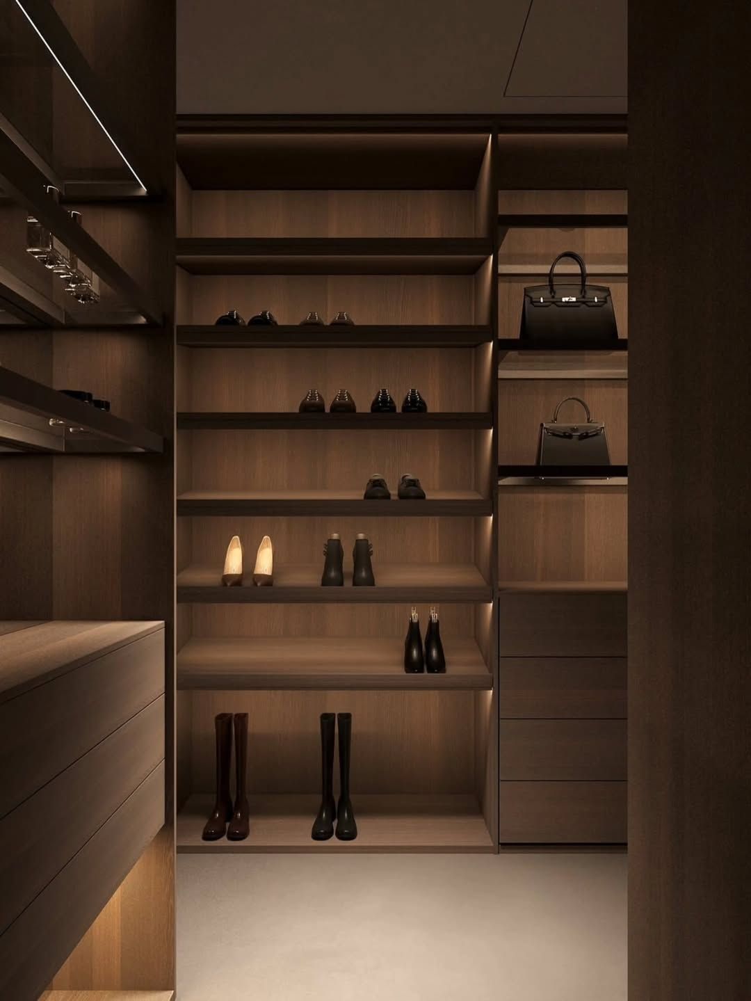 Stylish and luxe walk in wardrobe design