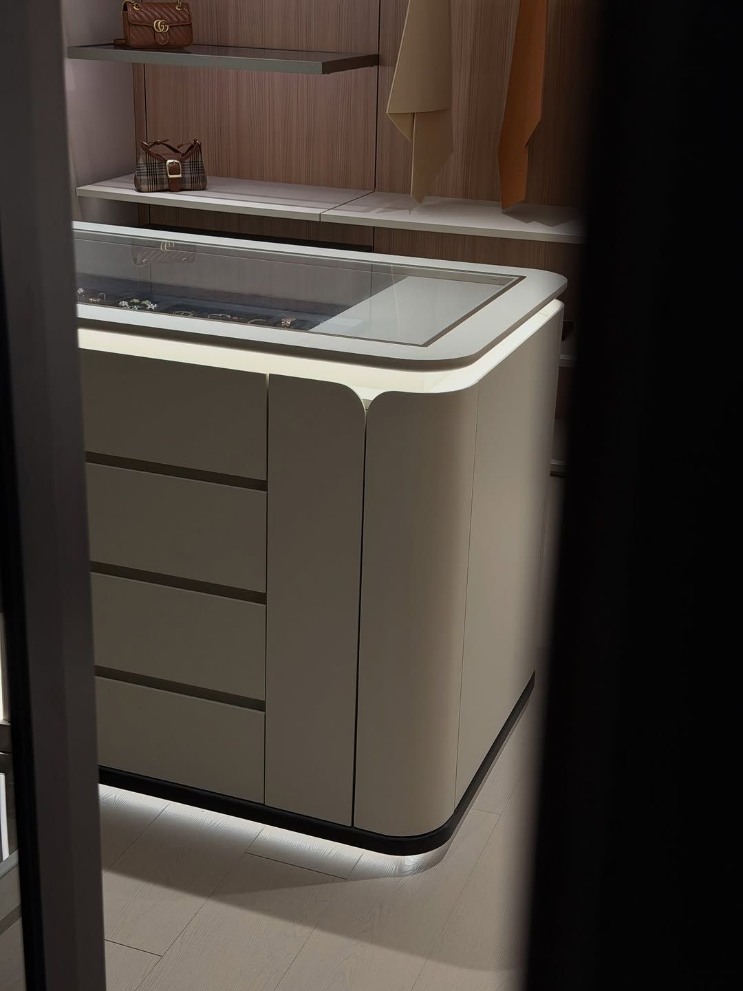 Stylish walk-in wardrobe island design