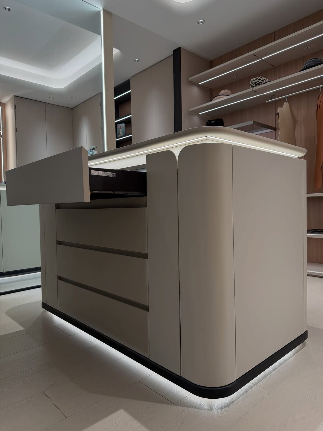 Stylish walk-in wardrobe island design