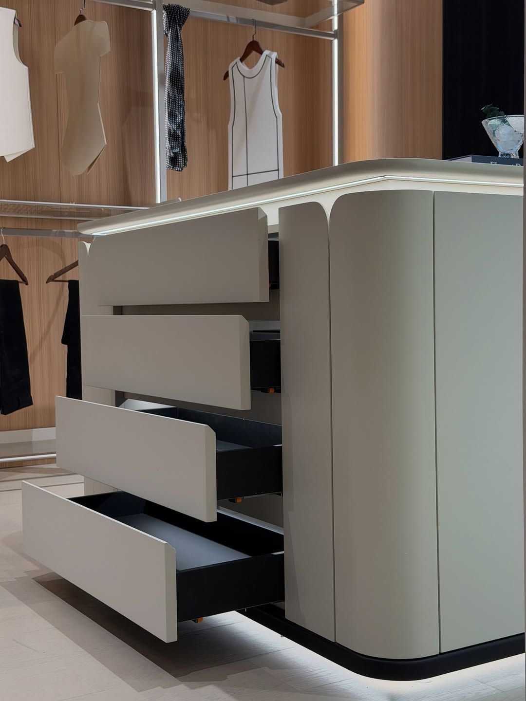 Stylish walk-in wardrobe island design