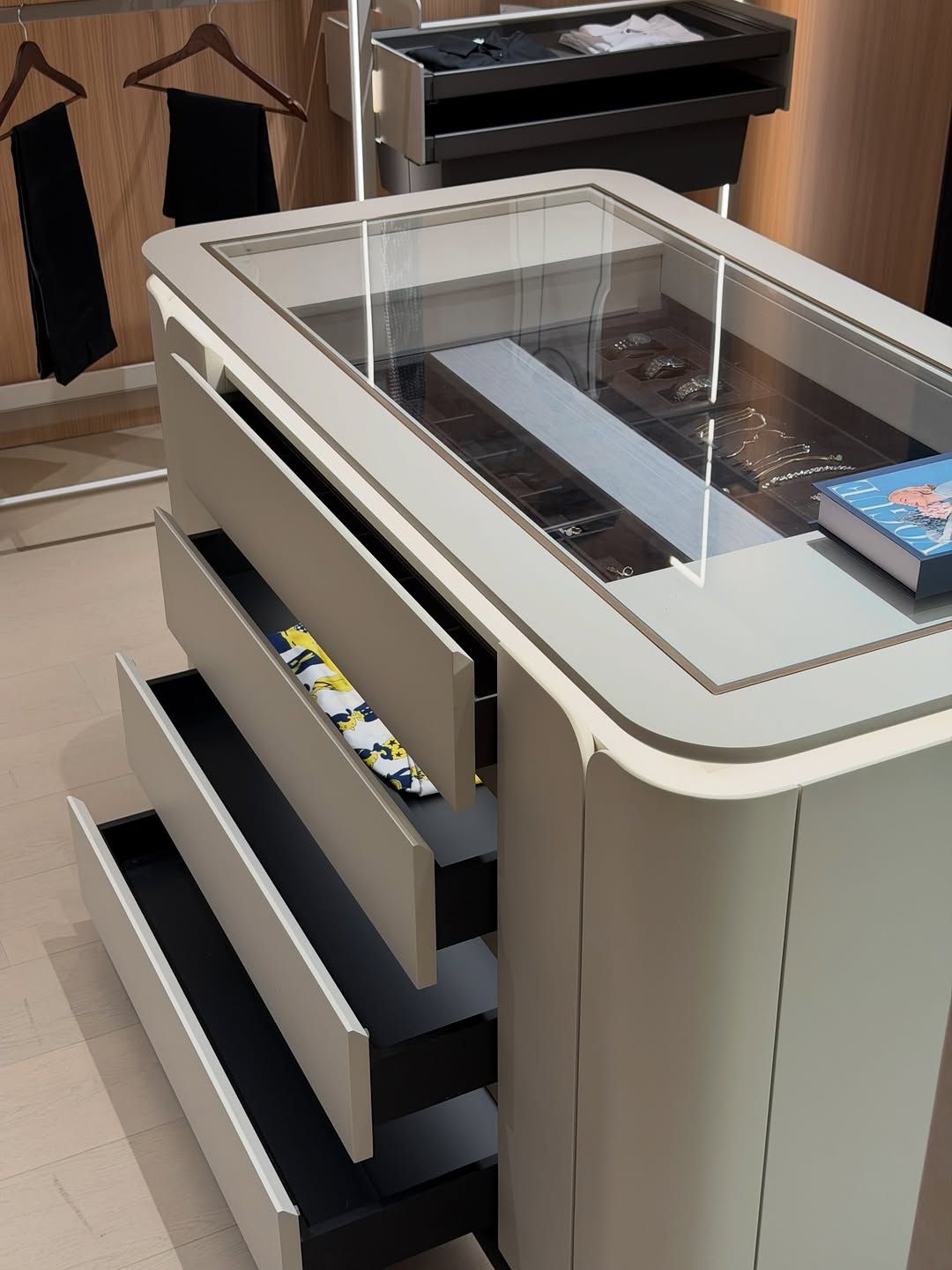 Stylish walk-in wardrobe island design