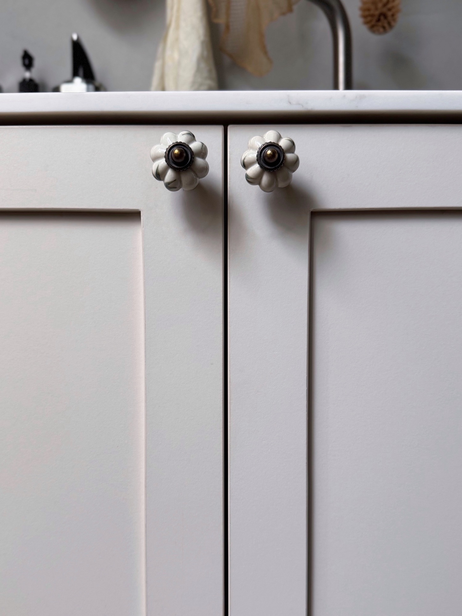 Kitchen Cabinetry: Shaker Panels & Concrete Sink Base