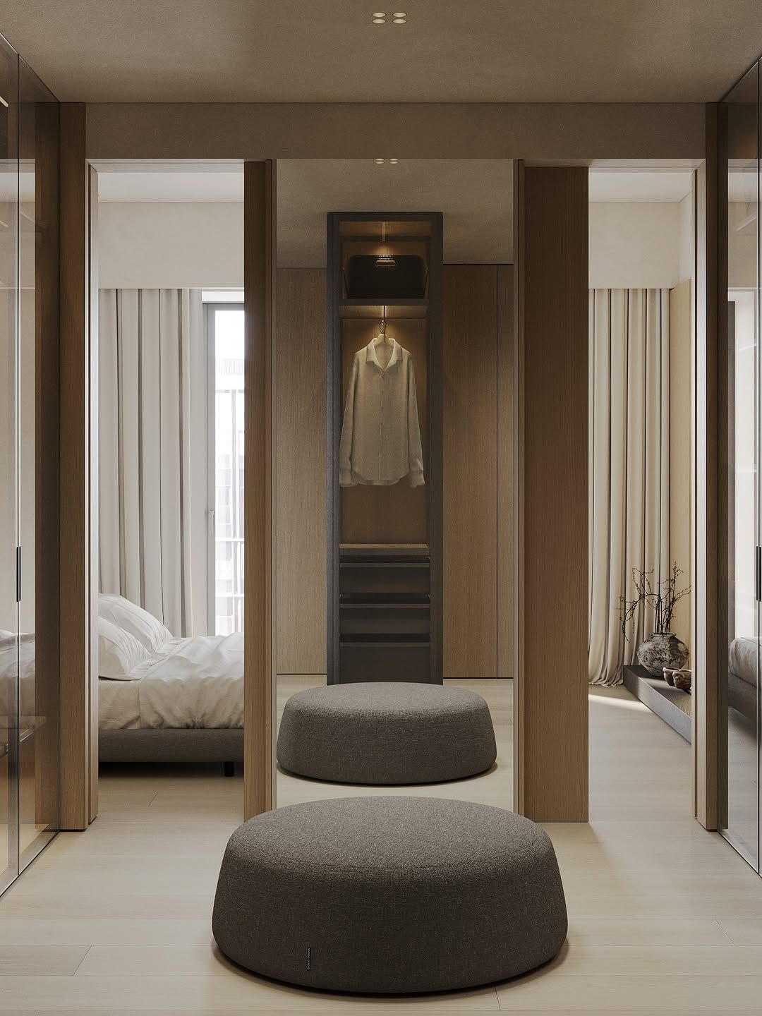 Modern bedroom and walk in wardrobe design