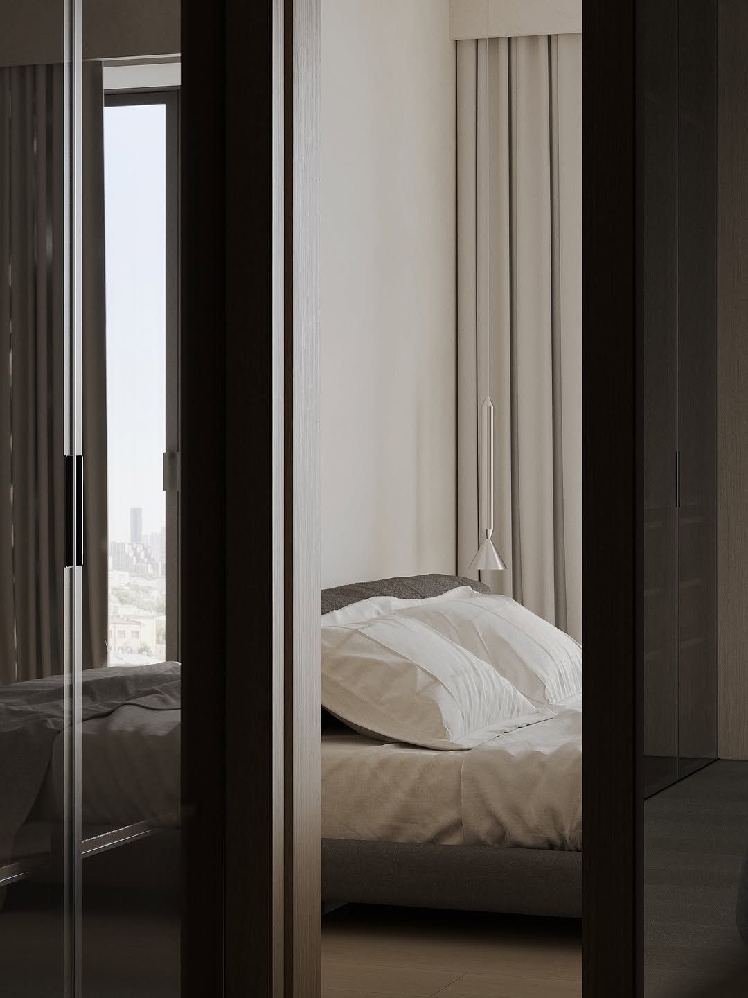 Modern bedroom and walk in wardrobe design