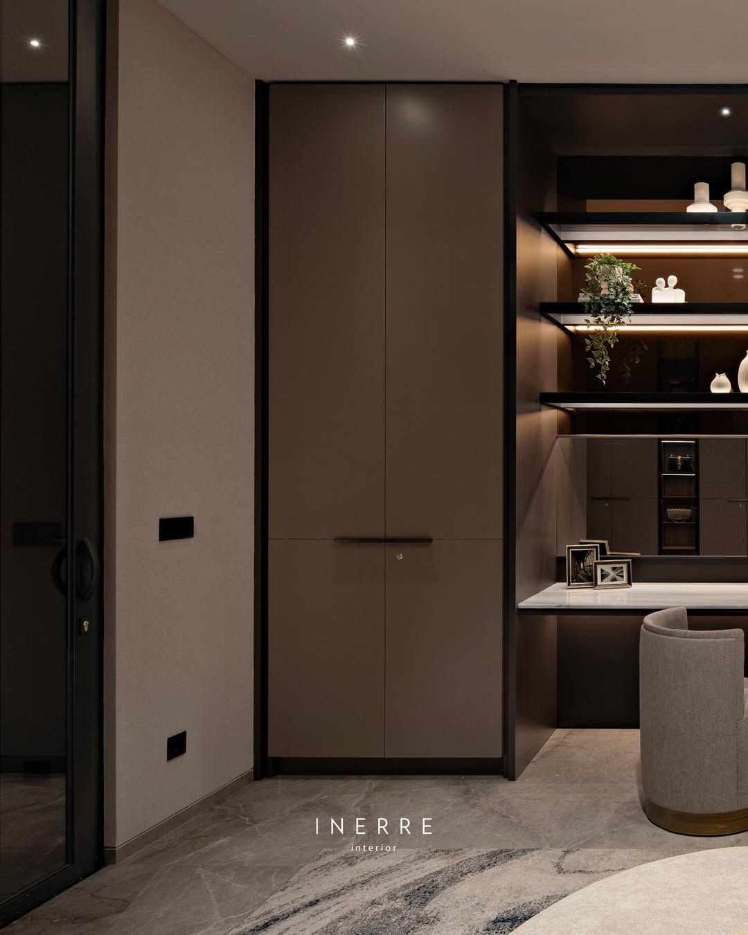 Luxurious walk in wardrobe & bedroom design