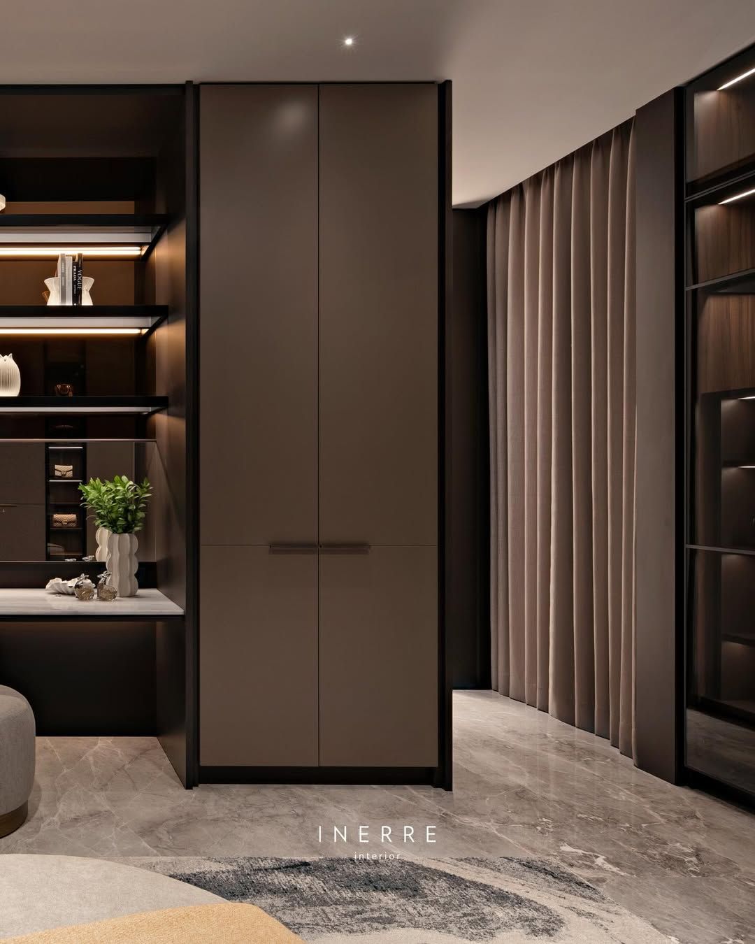 Luxurious walk in wardrobe & bedroom design