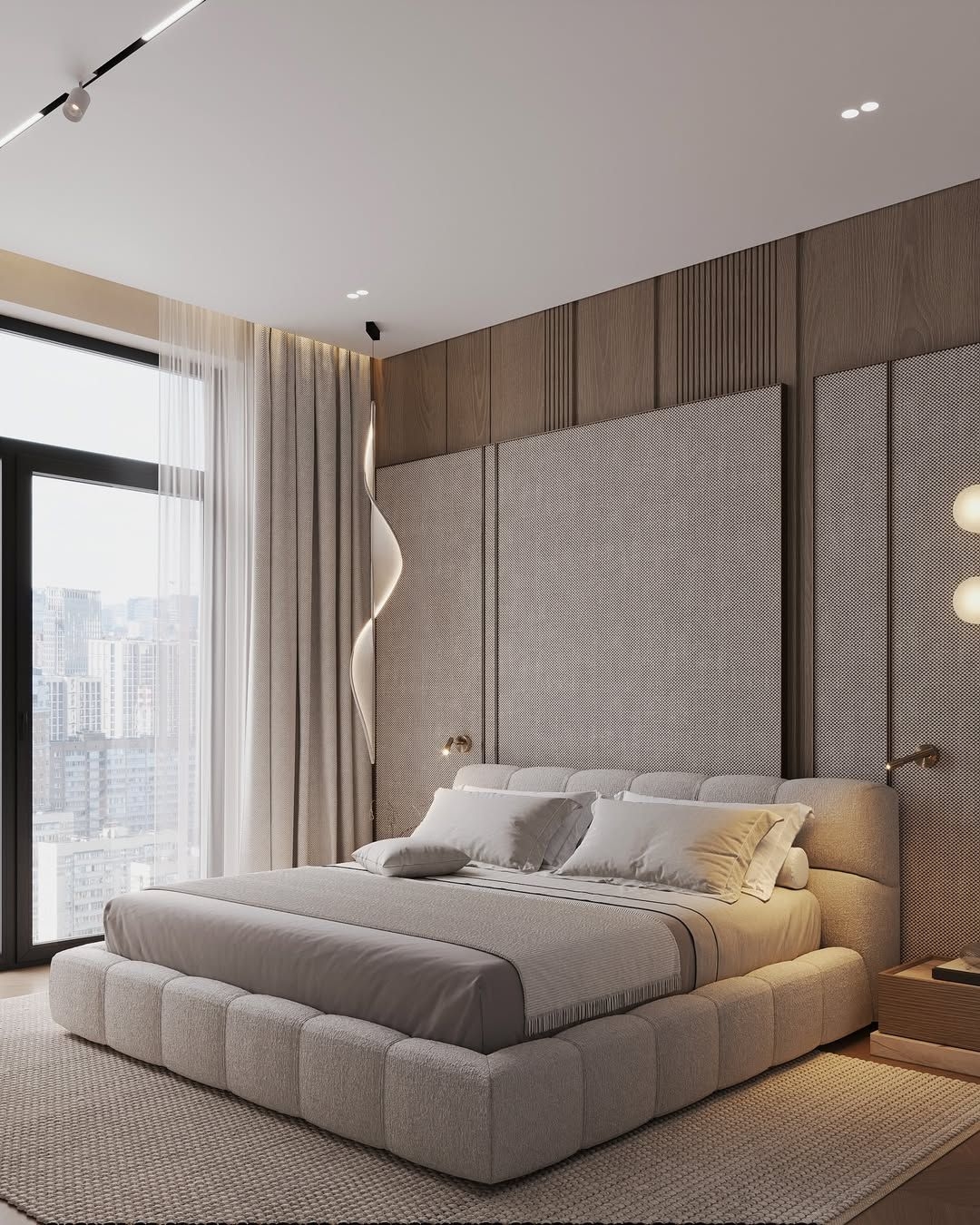 Cozy and modern bedroom interior design.