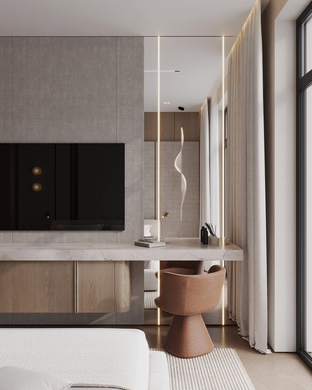 Cozy and modern bedroom interior design.