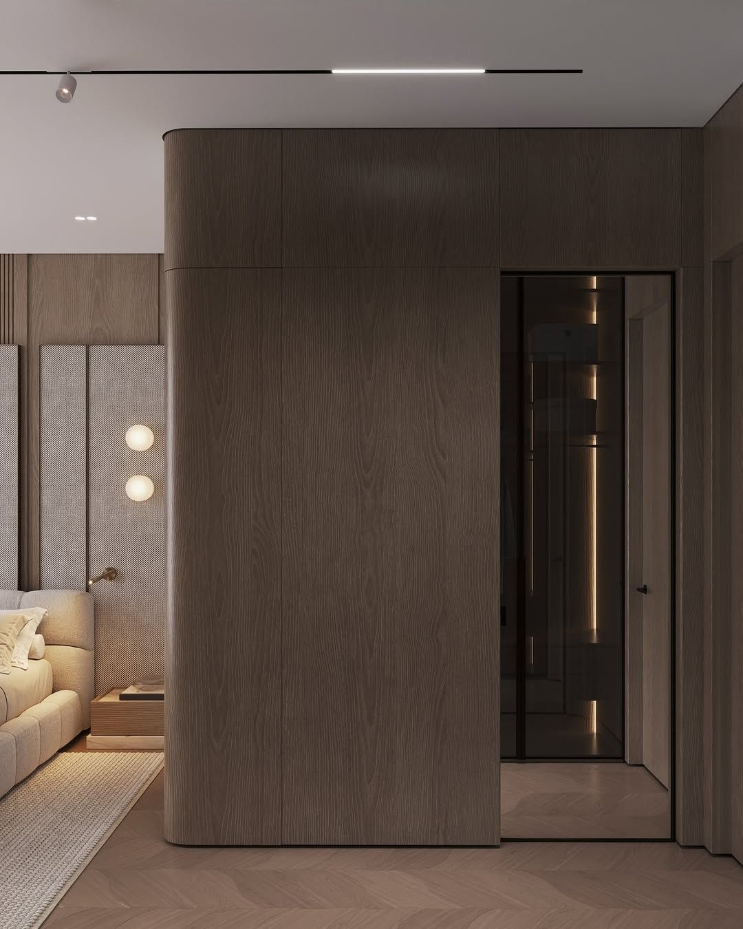 Cozy and modern bedroom interior design.