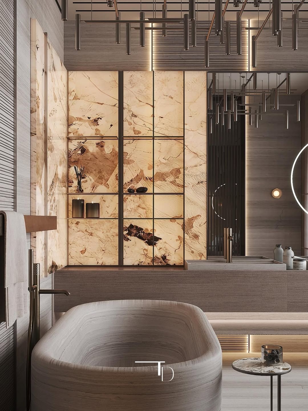 Luxurious modern bathroom interior design.