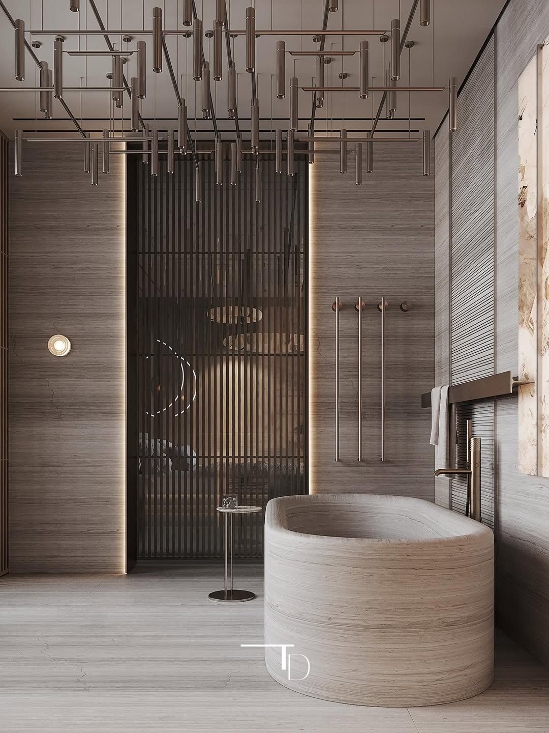 Luxurious modern bathroom interior design.