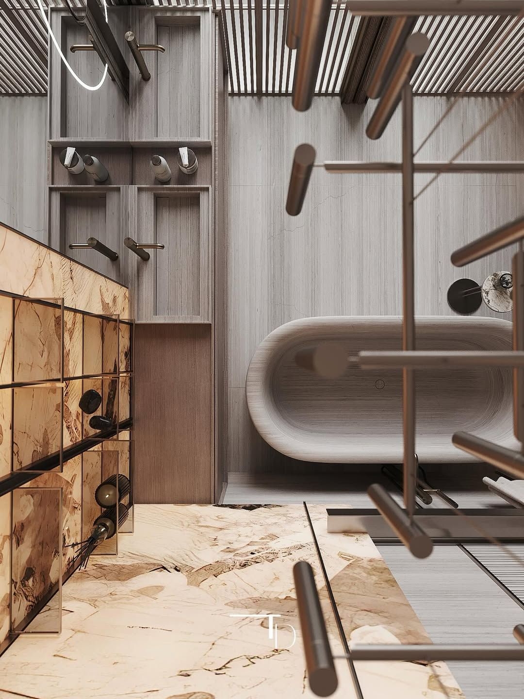 Luxurious modern bathroom interior design.
