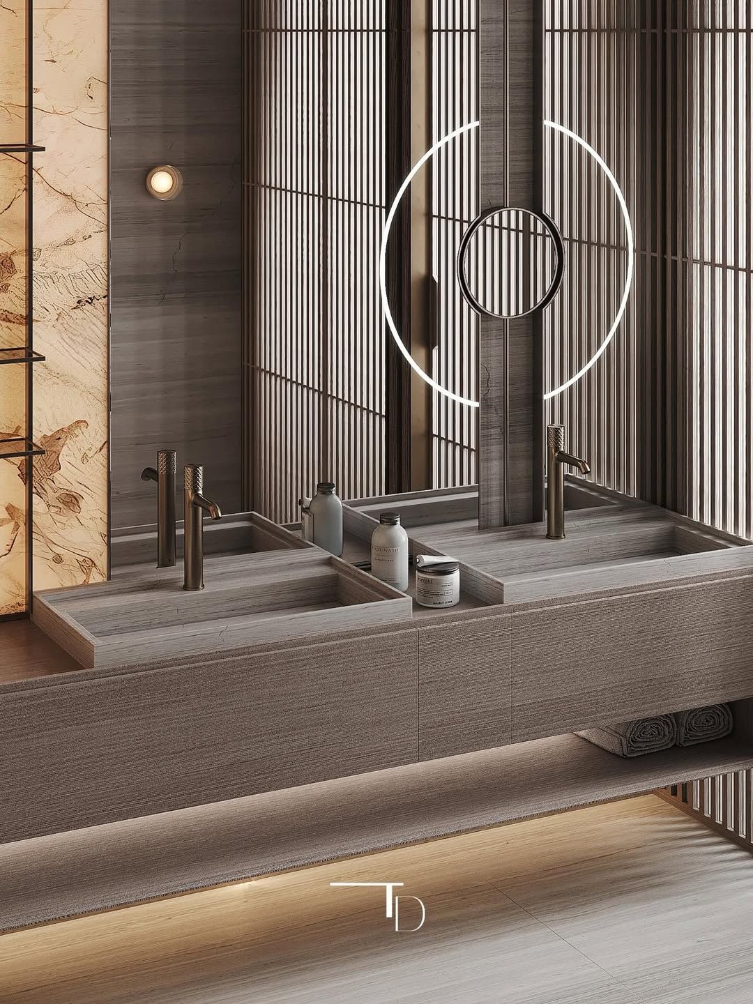 Luxurious modern bathroom interior design.