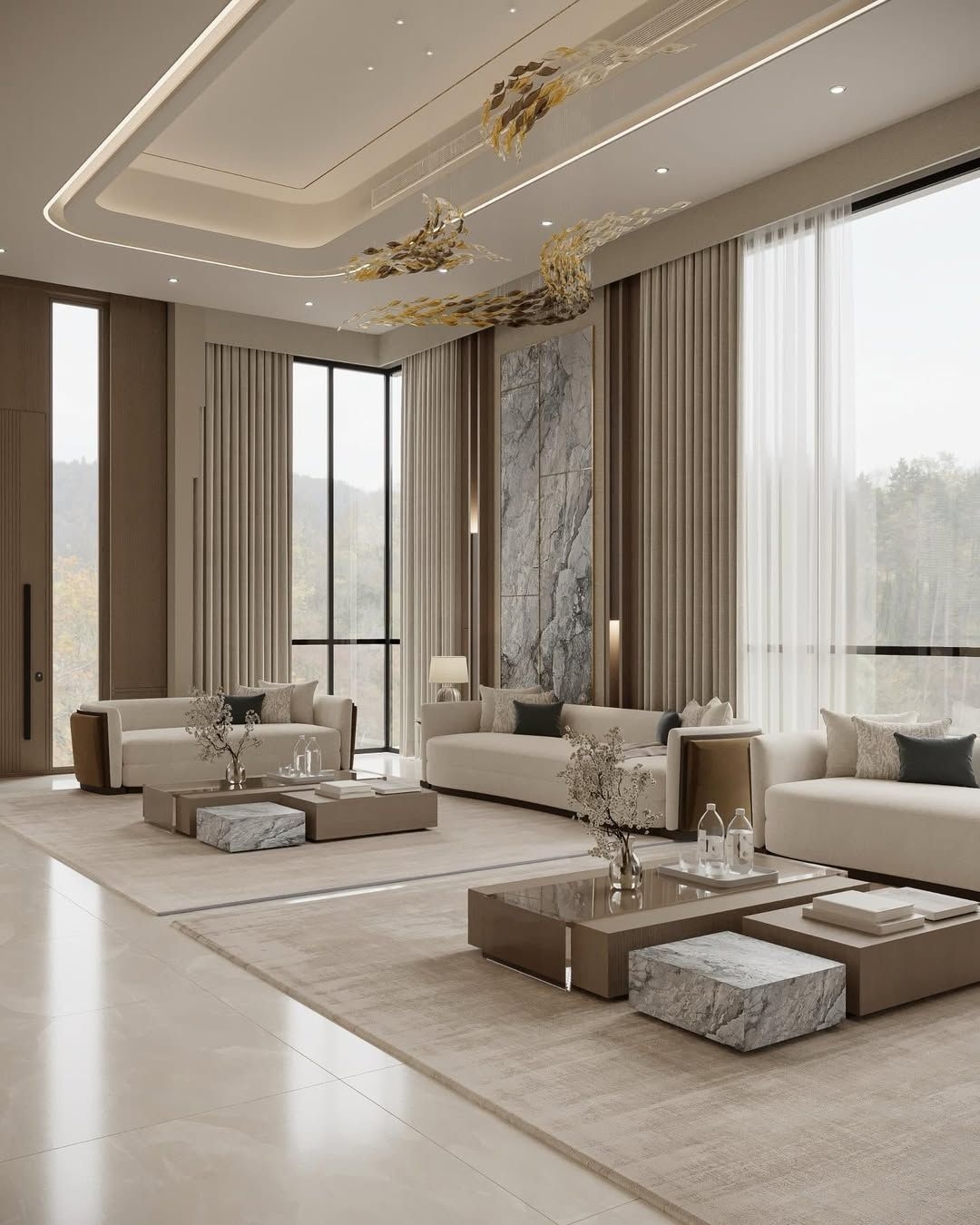 Ultra luxe living room & dining room design